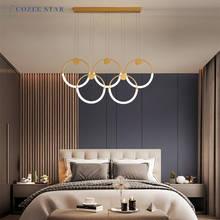 Moderno led pingente luzes simples anel de ouro círculo acrílico interior luminária quarto sala estar jantar lâmpadas lustre 2024 - compre barato
