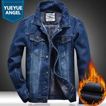 Winter Mens Thick Fleece Lining Denim Jacket Plus Size 5XL Casual Cowboy Coat Man Slim Fit Warm Outwear Jean Jacket Streetwear 2024 - buy cheap