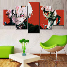 Hd Home Decor Prints Painting 5 Panel Tokyo Ghoul Pictures Animation Wall Art Modular Canvas Poster Modern Bedside Background 2024 - buy cheap