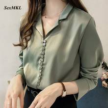 Womens Tops and Blouses 2020 Fashion Long Sleeve White Blouse Women Casual V neck Office Ladies Chiffon Shirt Sexy Blusas Mujer 2024 - buy cheap