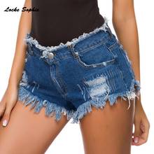 Cintura alta sexy das mulheres denim shorts 2020 verão denim algodão emenda senhoras buraco quebrado magro sexy nightclub super curto jeans 2024 - compre barato