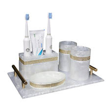 Nordic Rhinestone Toothbrush Holder Soap Dish Bathroom Five-piece Set With Tray Couple Mouthwash Cup Set Sotton Swab Box Tissue 2024 - buy cheap