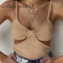 Jocoo jolee blusa feminina de verão com costas nuas, sexy, slim, decote em v, camis regulares, elegante, plissada, de malha sólida, para festa em clube, 2021 2024 - compre barato