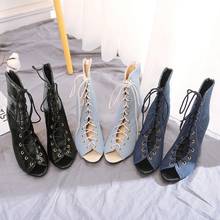 Oversized   11-17 high heels sandals women shoes woman summer ladies Tie the fish to open the toe after the mouth 2024 - buy cheap