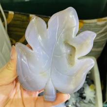 Ágata natural quartzo mão esculpida maple folha ornamento cura pedra preciosa decoração para casa 2024 - compre barato