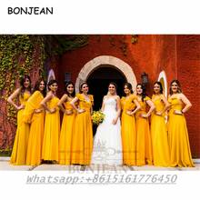 2021 Chiffon Bridesmaid Dresses Yellow A Line South African Lace Up Back Black Girls Bridesmaid Dress Party Dress 2024 - buy cheap