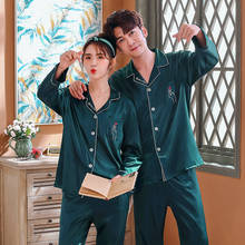 Oversize 3XL Couples Satin Pajamas Set Men&Women 2pcs Shirt&Pant Home Clothes Lovers Sleepwear Intimate Lingerie Pyjamas Suit 2024 - buy cheap