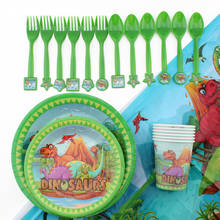 31Pc/Set Dinosaur Theme Disposable Tableware Baby Birthday Decoration Shower Tablecloths Plate Napkin Fork Spoons Party Supplies 2024 - buy cheap