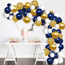 Kit de guirlanda de balões azul marinho, 120 pçs, cor azul marinho e ouro, confete branco, arco com fita de 16ft, cola de bolinhas para festas. 2024 - compre barato