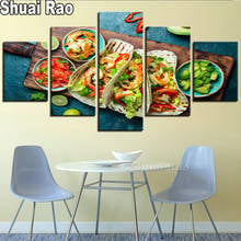 Comida mexicana camarão taco frutas 5 peça bordado diamante arte quadrado completo/redondo 5d pintura diamante mosaico restaurante decoração da parede 2024 - compre barato