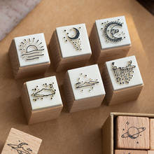 1Set Vintage Planet Moon Sixpence decoration stamp wooden rubber stamps for scrapbooking stationery DIY craft standard stamp 2024 - buy cheap