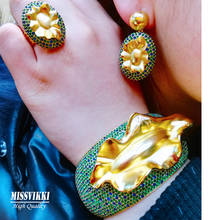 Missvikki-Conjunto de joyería Punk brillante para mujer, collar de lujo de Dubái, brazalete grande, pendientes, anillo de boda de alta calidad 2024 - compra barato
