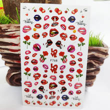 Adesivos de unhas 3d para decoração, adesivos com design auto-adesivo para unhas, lábios sensuais, flores, amor, unhas, manicure, arte de unha 2024 - compre barato