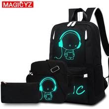 Mochila masculina com carregador usb, bolsa de ombro luminosa para estudantes, mochila escolar de pano oxford para viagens curtas 2024 - compre barato