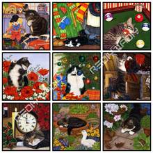 Cuadro de mosaico de diamantes de imitación de gatitos y amapola, Kit de punto de cruz, pintura de diamantes, Hobby y artesanías 2024 - compra barato