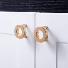 Multicolor/Circle knob / Gold Ring Leather brass Door Handles Pulls Cabinet Drawer pink Knobs For Furniture Hardware 2024 - buy cheap