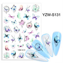 Новые 3D наклейки для ногтей акварельные бабочки клейкие дизайнерские слайдеры наклейки Геометрические линии художественные украшения аксессуары для маникюра 2024 - купить недорого