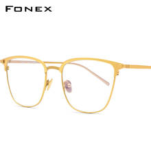 FONEX Pure Titanium Eyeglasses Frame Men High Quality Square Prescription Eyewear Myopia Optical Glasses Spectacles 866 2024 - buy cheap