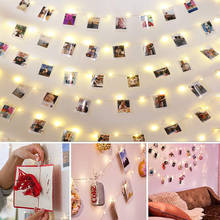 Led usb controle remoto de energia clipe de foto luzes de fadas guirlanda natal 50 100led luzes festa jardim casa casamento decorat