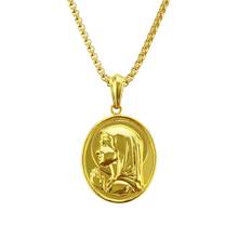 Hip Hop Gold Virgin Mary Round Pendants Necklace for Women Men Rapper Jewelry Drop Shipping 2024 - buy cheap