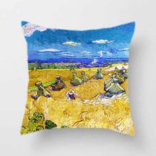 Van Gogh's Field Cushion Cover Peach Skin Oil Painting Countryside Style Decorative Pillowcases for Sofa Bed Home Decor 45x45cm 2024 - buy cheap