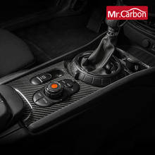 Para bmw mini f54 f55 f56 f57 f60 interior guarnição do painel de controle deslocamento de engrenagem fibra carbono capa adesivo estilo do carro acessórios 2024 - compre barato