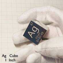 Suministro de cubo de Metal plateado (Ag) de 1 pulgada, Cubo de densidad Ag de 25,4x25,4x25,4mm para colección de elementos 2024 - compra barato