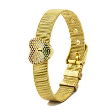 Pulseira em forma de coração cz strass ajustável aço inoxidável pulseira de relógio cinto pulseira joias para mulheres meninas decoração melhores presentes 2024 - compre barato