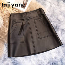Tajeyane-faldas de piel de oveja auténtica para mujer, faldas de tubo de piel auténtica, de cintura alta, color negro, 2021 2024 - compra barato