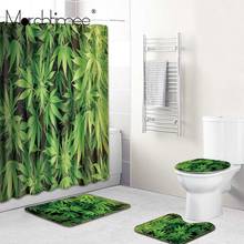 Cortina de ducha con estampado de hojas para baño, visillo de ducha de poliéster, impermeable, con plantas tropicales verdes 2024 - compra barato