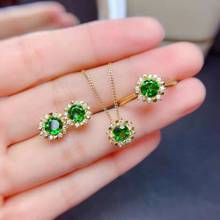 Natural Boutique Diopside S925 Sterling Silver Ring Earring Pendant Necklace Set Fine Fashion Jewelry Partie for Women MeibaPJFS 2024 - buy cheap
