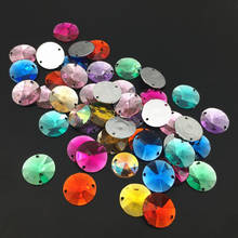 50PCS 14mm Round Sewing Crystal Acrylic Rhinestones Applique Flatback Strass Beads Sew On Crystals Stones 2 HOLES 2024 - buy cheap