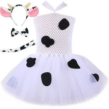 Milk Cow Tutu Dress for Girls Halloween Farm Animal Cosplay Costume Outfit Baby Girl Birthday Party Tulle Dress Children Clothes 2024 - buy cheap