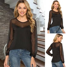 Sexy Women T-shirt Long Sleeve Summer Mesh Patchwork Tops Wear See-through Long Sleeve Tops Sexy Ladies Slim T-shirt 2024 - buy cheap