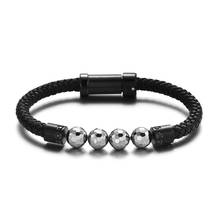 REAMOR Men Luxury 316L Stainless Steel Wire and Detachable Natural Stone Bead Jewelry  Black Bracelet for Men and Women DIY 2024 - buy cheap