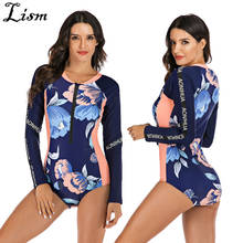 2020 Rash Guard Women Long Sleeve Swimsuit Surfing Swimming Suit Retro Printed Bathing Suit Shirts UPF50+ Swimwear UV-Protection 2024 - buy cheap