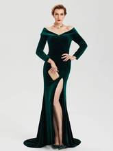 Зеленое бархатное вечернее платье, официальное платье с открытыми плечами и длинным рукавом, платье для выпускного вечера и вечевечерние, стиль знаменитостей, 2021 2024 - купить недорого