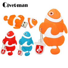 Cartoon Fish USB Flash Drive 256G Clown Fish Pen Drive 128G Pendrive 64GB 32GB 16GB 8GB USB 2.0 Thumbdrive Memory Disk USB Stick 2024 - buy cheap