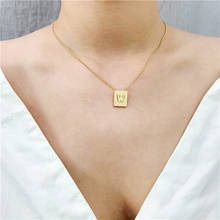 SRCOI oro Color coreano delicado cadena geométrica cuadrado nombre collar Metal A-Z alfabeto letra gargantilla collares para mujer chica 2024 - compra barato