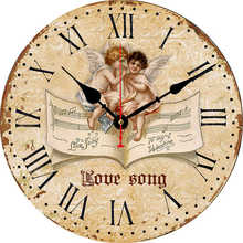 Wooden Wall Clock Angel Cherub Hand Drawn Vintage Church Silent Decoration The Holy Bible Style Home Wall Clock 2024 - buy cheap