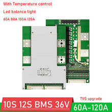 Placa de proteção de bateria de lítio, placa de proteção de bateria de lítio de alta corrente bms pcm 10s 12s 36v 80a 100a 120a li-ion lifepo4, controle de temperatura com luz de led 2024 - compre barato