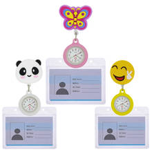 Популярные красивые Чулочные изделия с рисунком улыбающегося бабочка Пенда Силиконовые Медсестра карманные часы с жесткого пластика кредитницы для именных карт часы 2024 - купить недорого