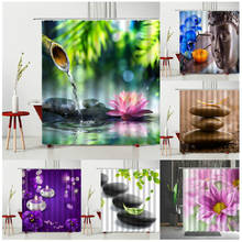 Zen Shower Curtain Landscape Stone Bamboo Water Candle SPA Buddha Statue Flowers Green Leaf Scenery Pattern Bathroom Partition 2024 - buy cheap