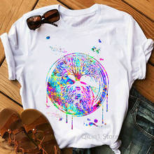 Футболка с акварельным принтом деревьев, забавная футболка Инь и Ян, Женская кавайная одежда в стиле Харадзюку, футболка ЛГБТ, женские летние топы, футболка 2024 - купить недорого