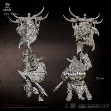 Figura de resina de 75mm, kits de figura minotaur guerreiro com uma bandeira de resina, modelo autônomo montado 2024 - compre barato