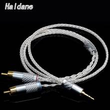 Haldane HIFI 3.5mm Stereo to 2 RCA Male Audio Adapter Cable 8-cores 7N OCC Copper Silver plated Audio Cable 2024 - buy cheap