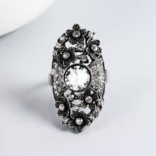 Женские вечерние циркониевые кольца в классическом стиле, высококачественное женское кольцо с кристаллами черного золота в форме цветка, ювелирные аксессуары, новый подарок 2024 - купить недорого