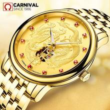 Carnival Brand Luxury Gold Dragon Watch For Men Fashion Automatic Mechanical Wristwatch Waterproof Luminous Hollow Reloj Hombre 2024 - buy cheap