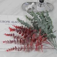 Один лист эвкалипта моделирование Eucalipto Поддельные Зеленый растения, искусственные цветы для свадьбы съемки реквизит для дома вечерние украшения 2024 - купить недорого