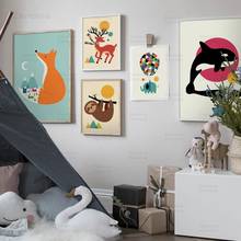 Wall Art Canvas Painting Fox Elk Raccoon Koala Animals Art Prints Nordic Posters And Prints Wall Pictures Baby Kids Room Decor 2024 - buy cheap